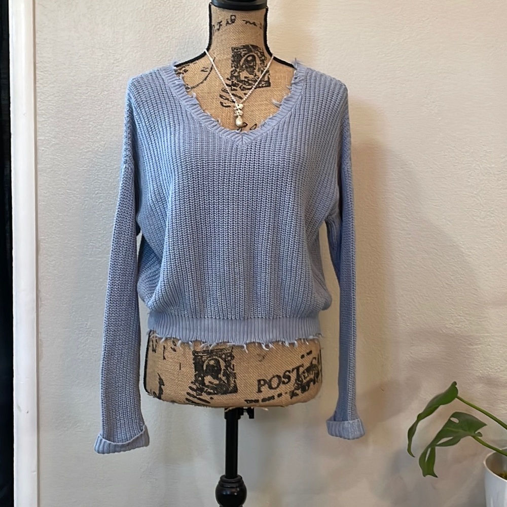 Jessica Simpson Light Blue V-Neck Sweater